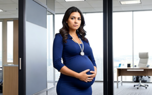 Eine schwangere Frau im Büro